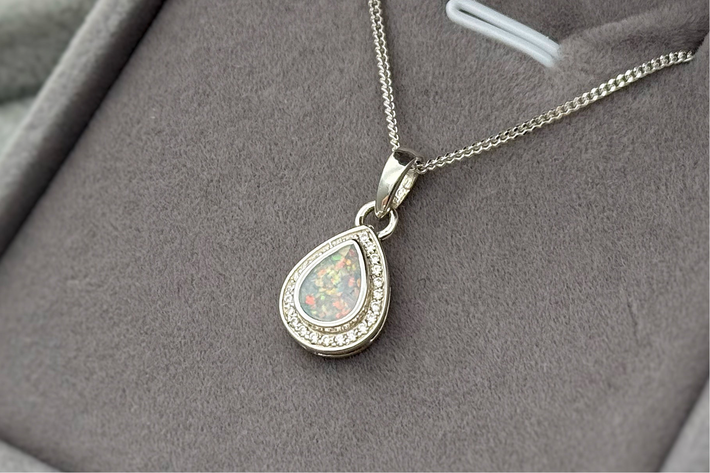 925 Silver Pear Drop Crystal Pendant