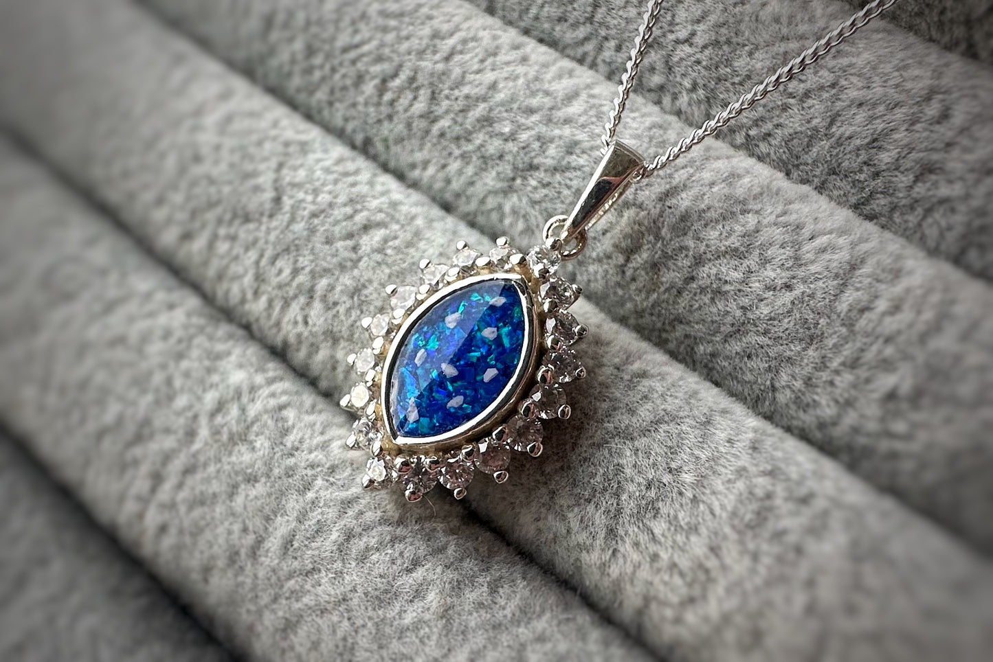 925 Silver Princess Marquise Crystal Surround Pendant