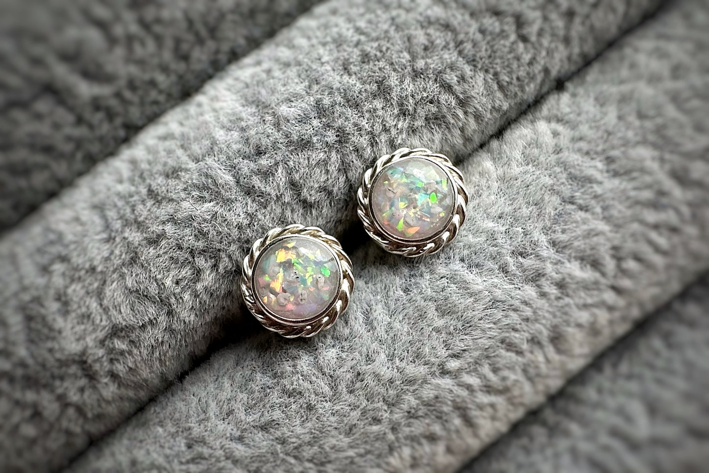 925 Silver Round Rope Edged Stud Memorial Earrings