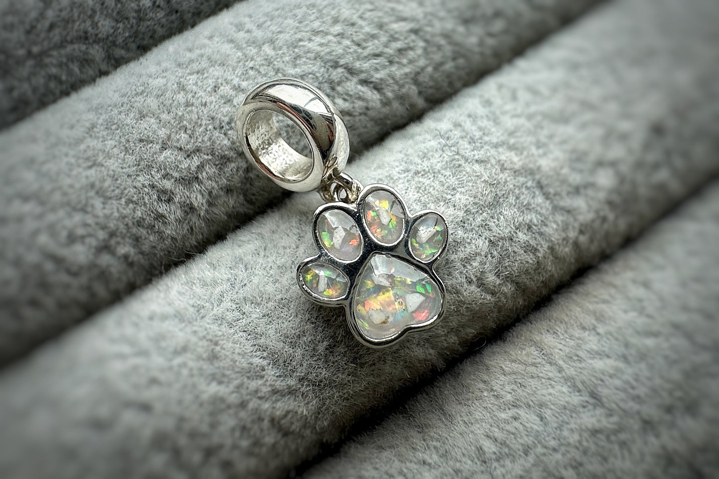 925 Silver Paw Print Dangle Charm