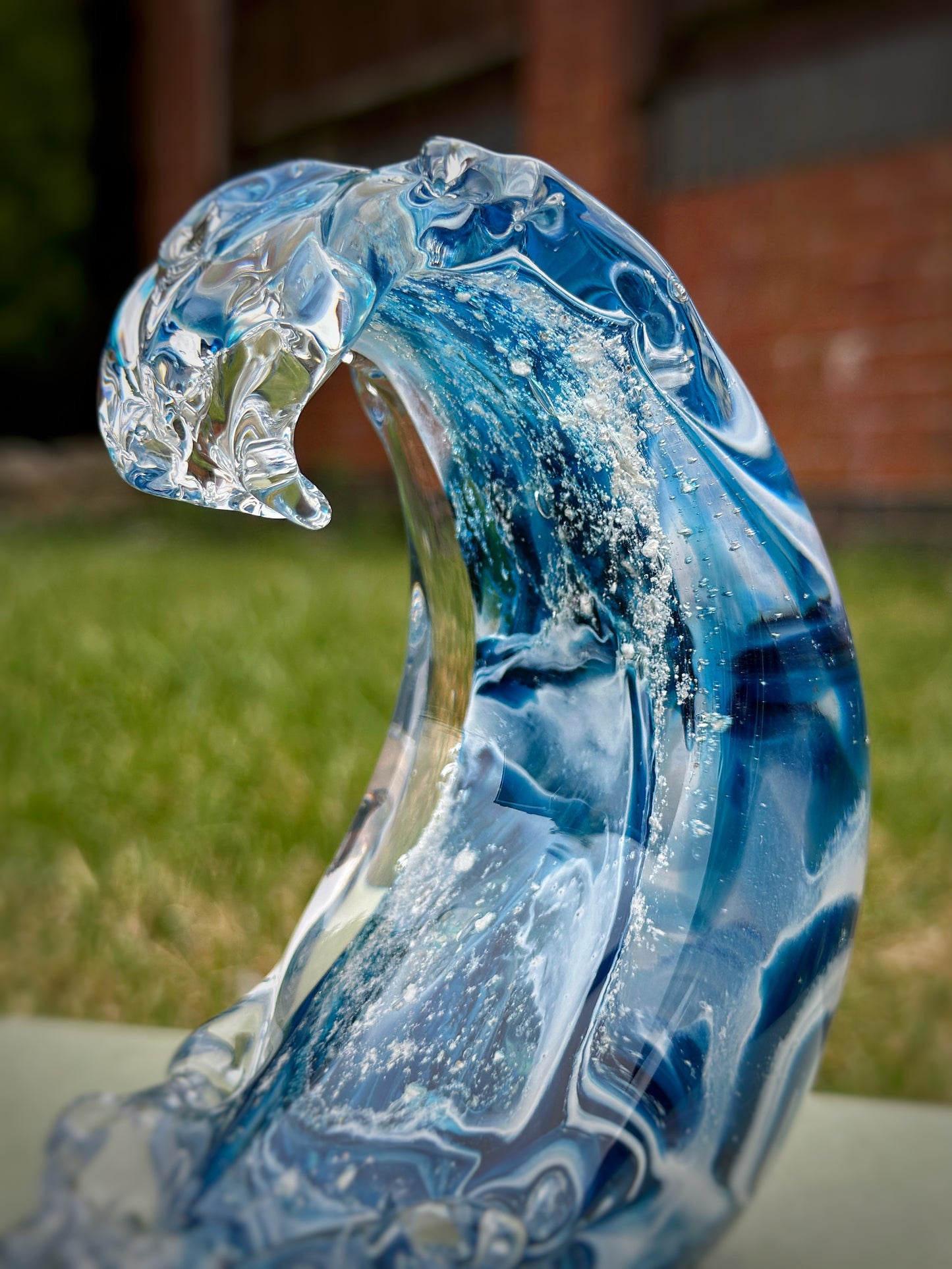 Crystal Glass Ashes Sea Wave Keepsake