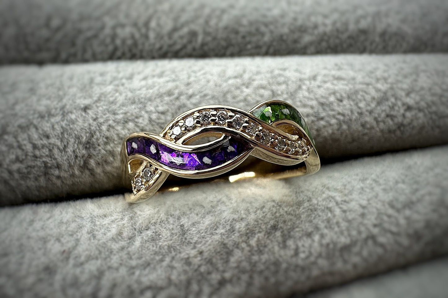 9k Gold Double Wave Crystal Ring