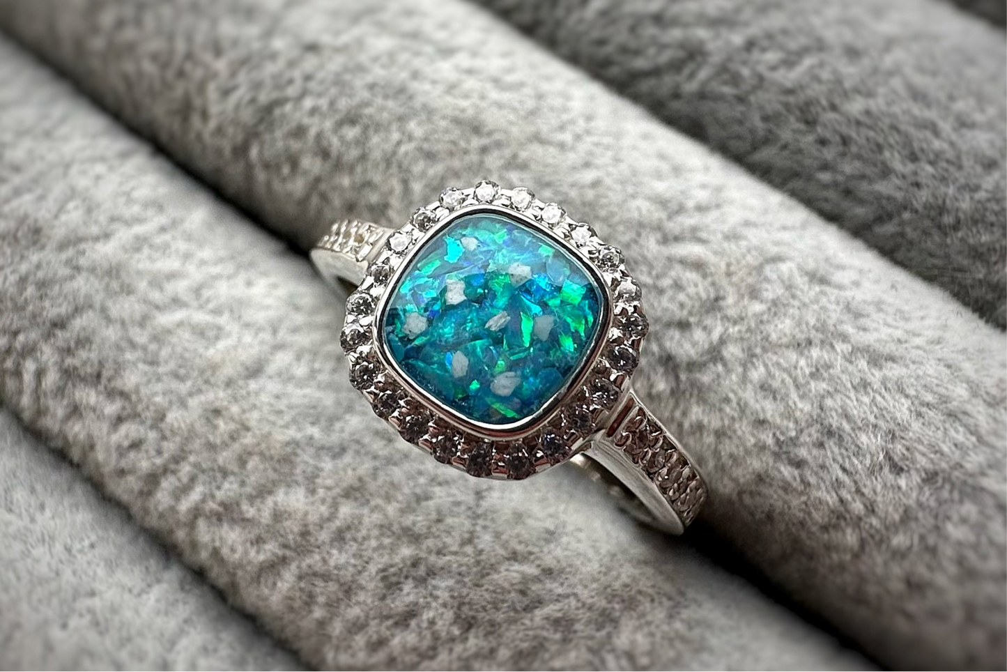 925 Silver Square Cushion Crystal Ring