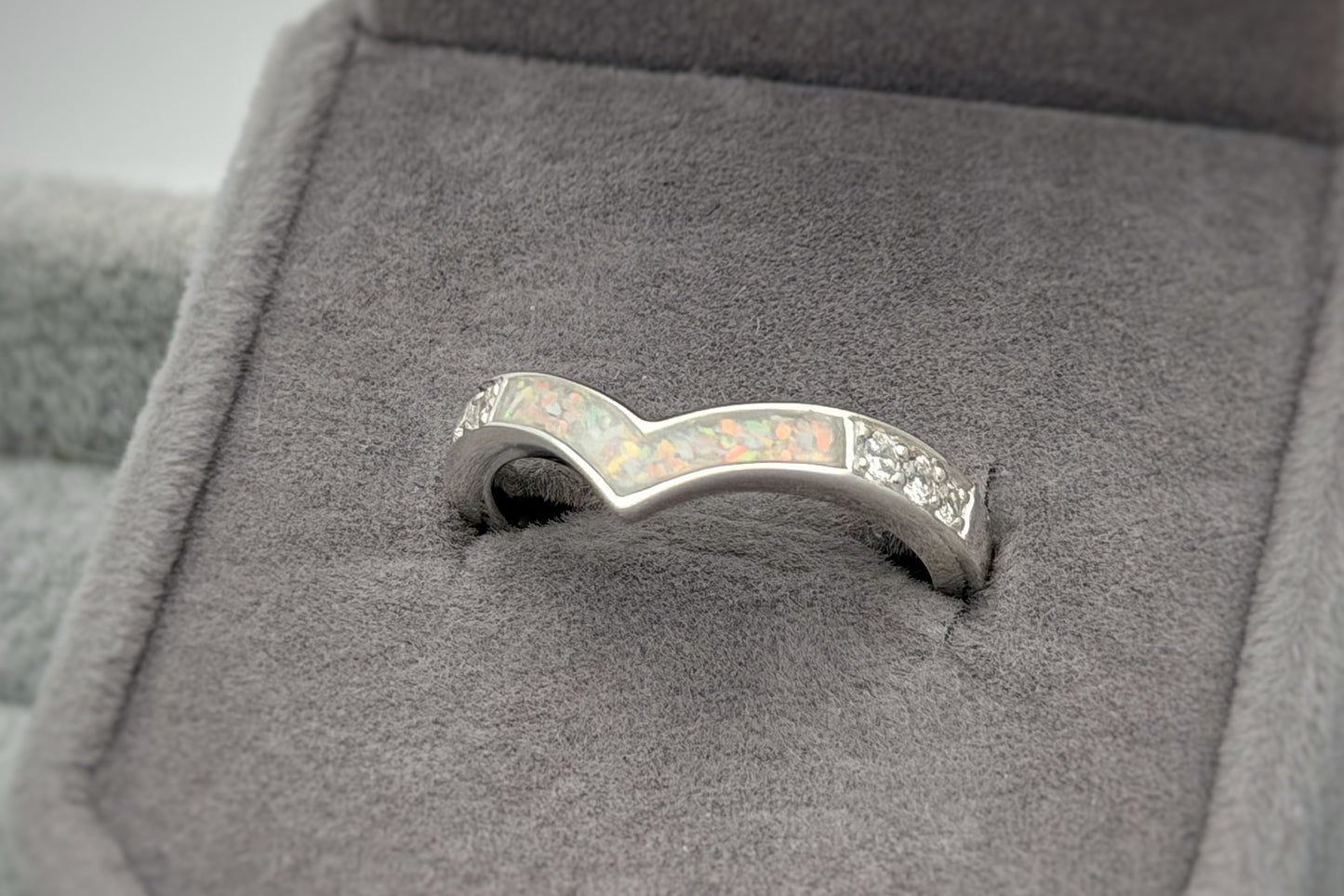 925 Silver Crystal Wishbone Ring