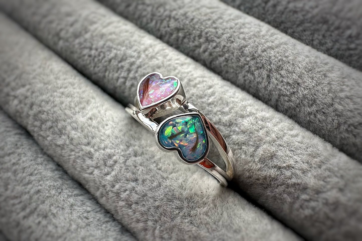 925 Silver Double Heart Ring