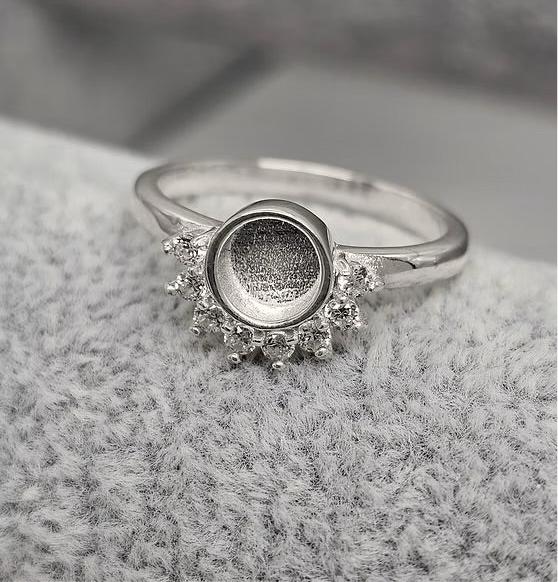 925 Silver Half Halo Crystal Ring