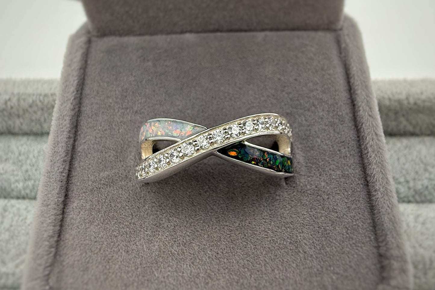 925 Silver Two Stone Infinity Crystal Ring