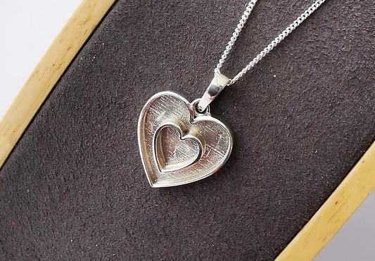 925 Silver Heart Within a Heart Pendant