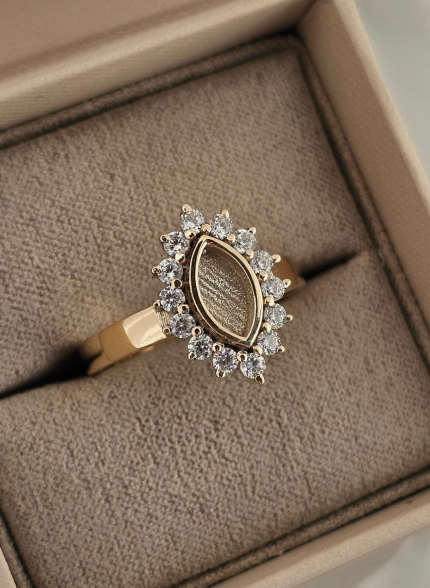 925 Silver Princess Marquise Crystal Ring