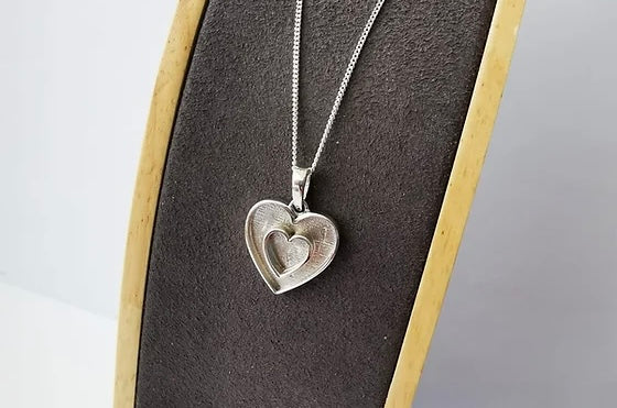 925 Silver Heart Within a Heart Pendant