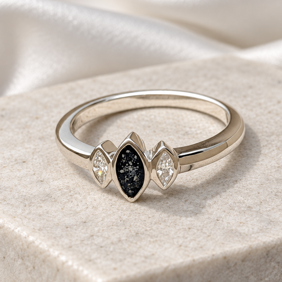 925 Silver Triple Almond Stone Ring