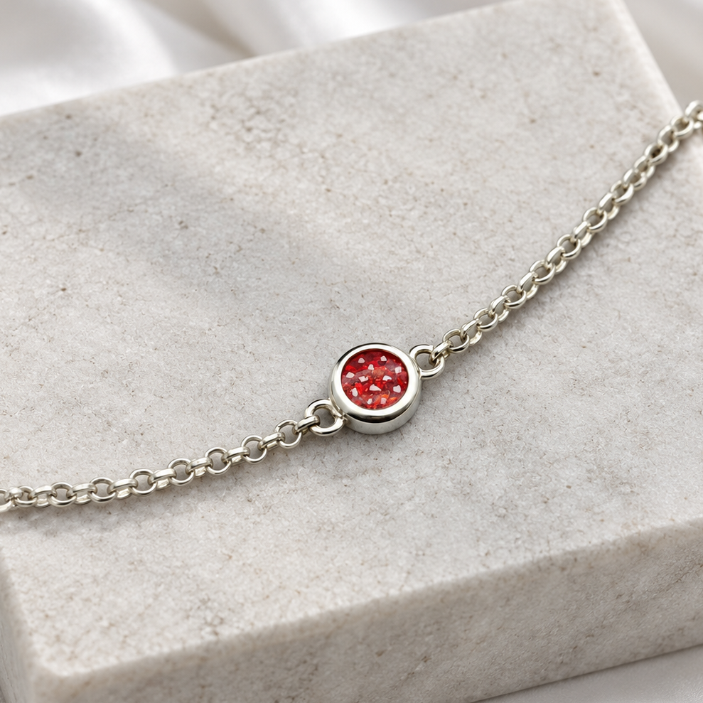 925 Silver Mini Round Charm Belcher Chain Bracelet