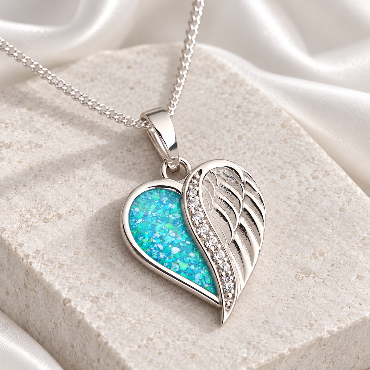 925 Silver Half Wing Heart Pendant