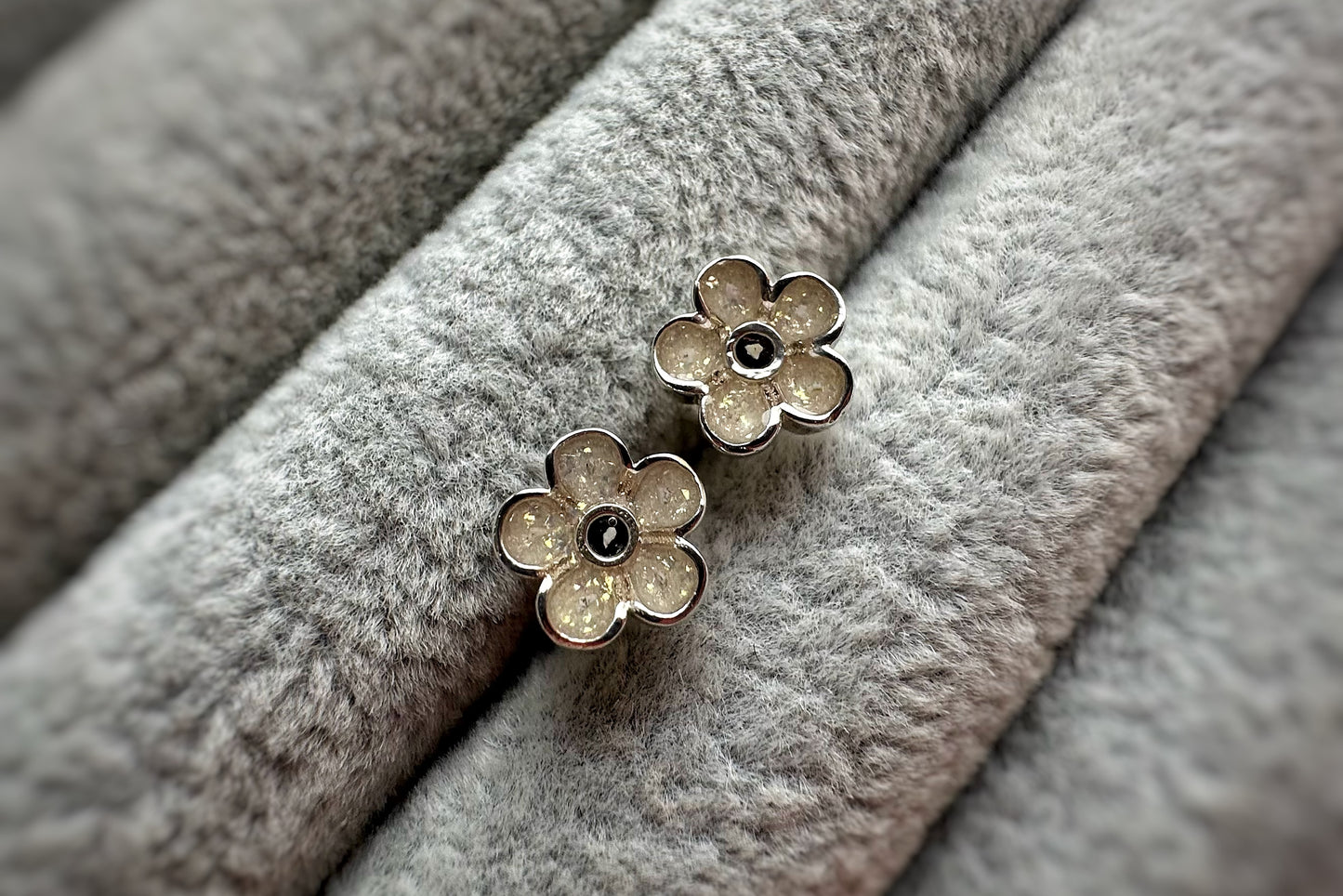 925 Silver Forget-Me-Not Stud Memorial Earrings