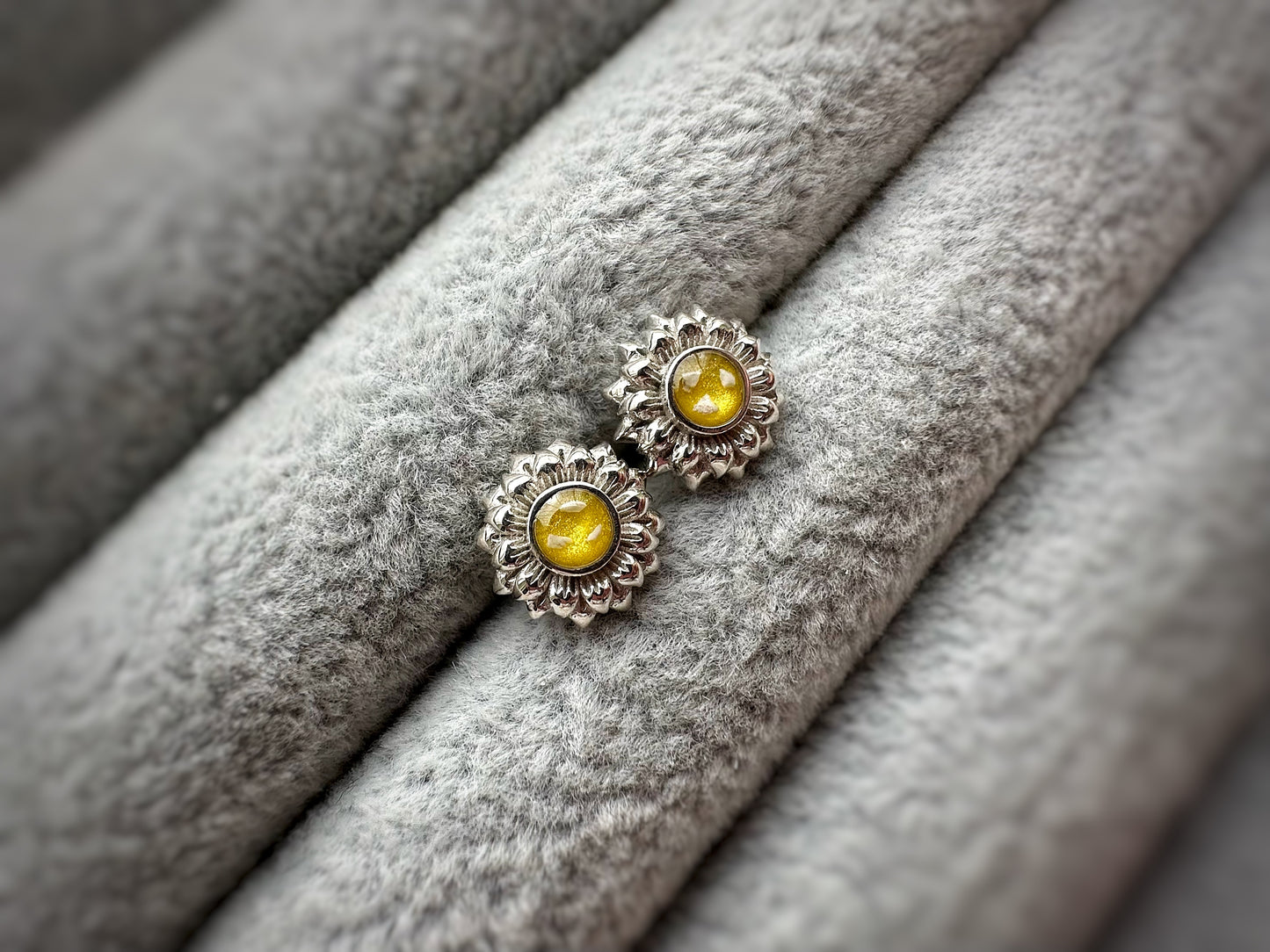 925 Silver Sunflower Stud Memorial Earrings