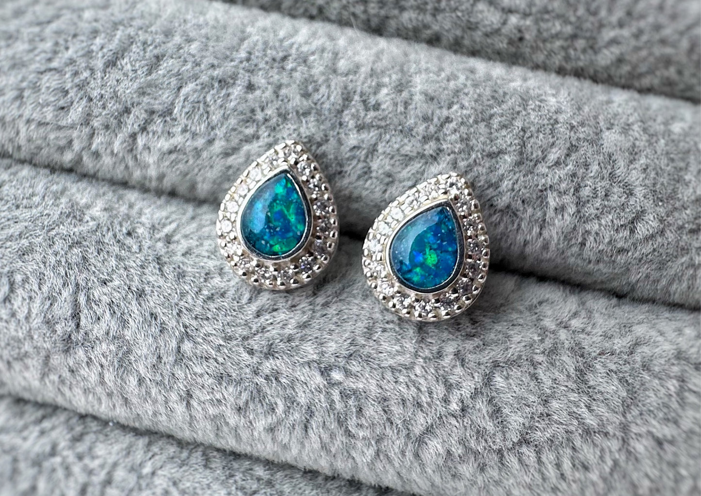 925 Silver Crystal Pear Drop Memorial Stud Earrings