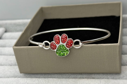 925 Silver Paw Print Bangle
