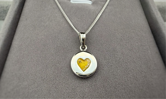 925 Silver Small Round Heart Indent Pendant