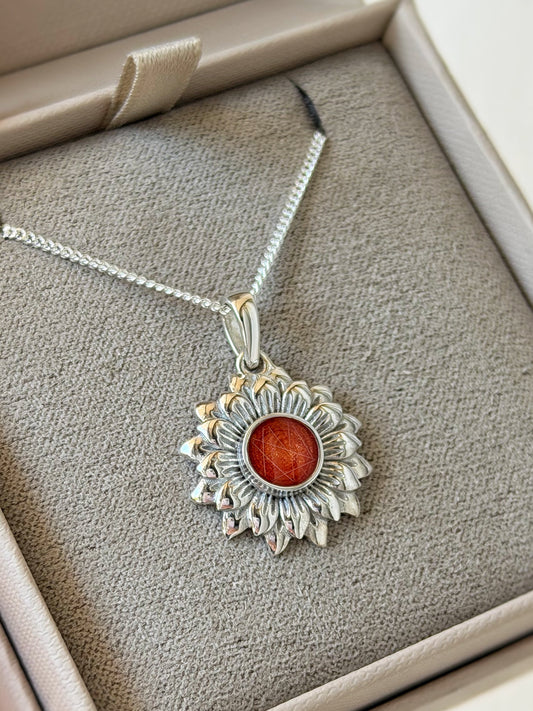 925 Silver Sunflower Pendant
