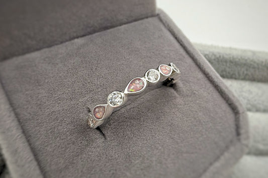 925 Silver Pear Crystal Band Ring