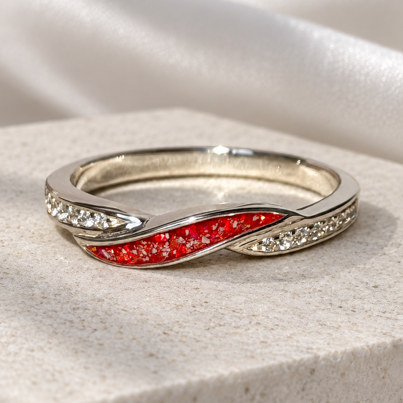 925 Silver Wave Crystal Band Ring