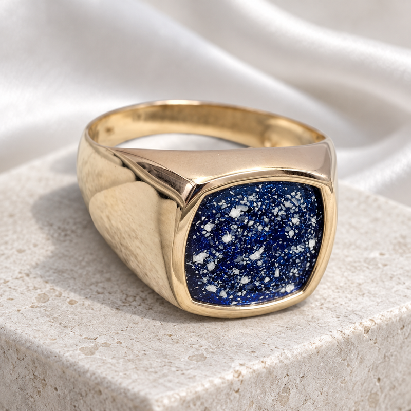 9K Gold Unisex Rounded Square Signet Ring