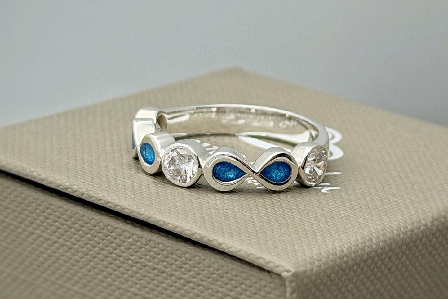 925 Silver Double Infinity Crystal Band Ring