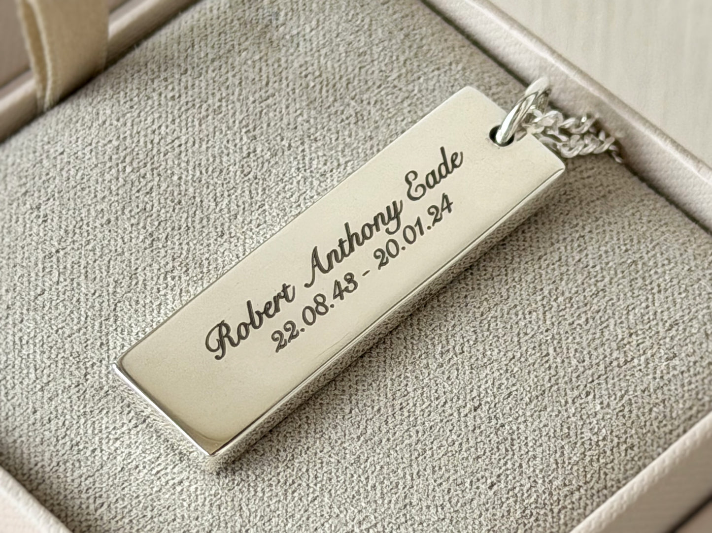 925 Silver Gents/Unisex Oblong Bar Pendant