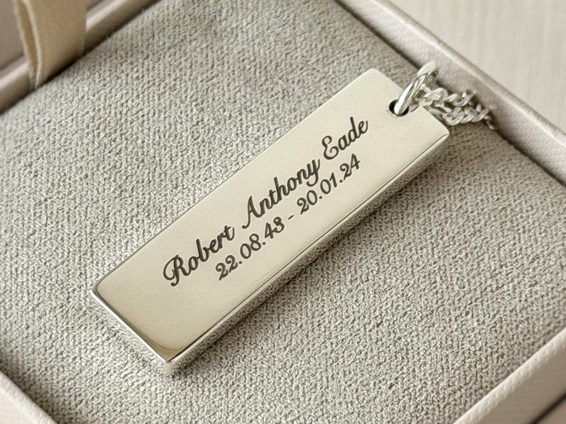 925 Silver Gents Oblong Bar Pendant