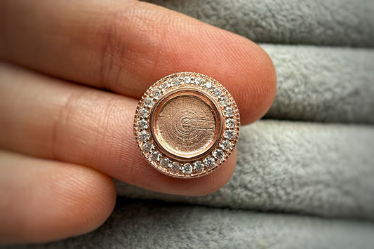 Rose Gold Plated Solid Silver Round Halo Crystal Charm