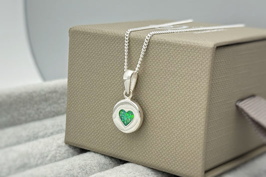 925 Silver Small Round Heart Indent Pendant