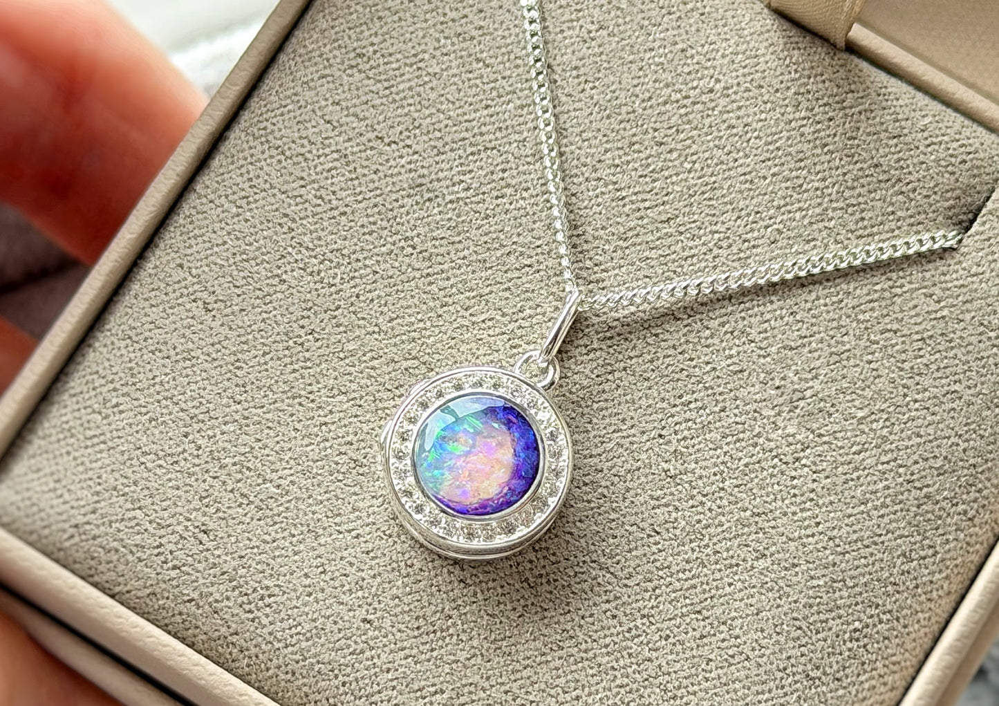 925 Silver Round Halo Locket Pendant