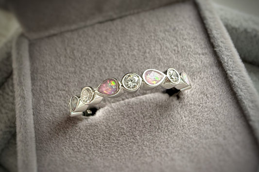 925 Silver Pear Crystal Band Ring