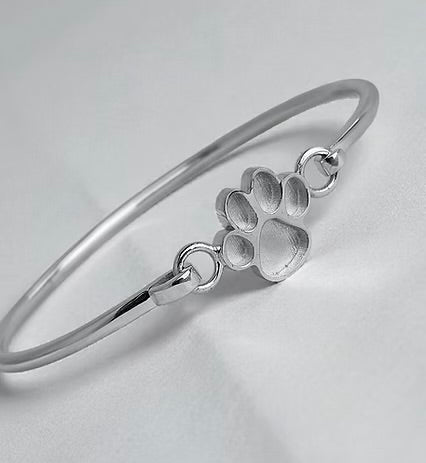 925 Silver Paw Print Bangle