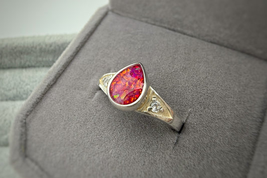 925 Silver Teardrop Crystal Side Ring