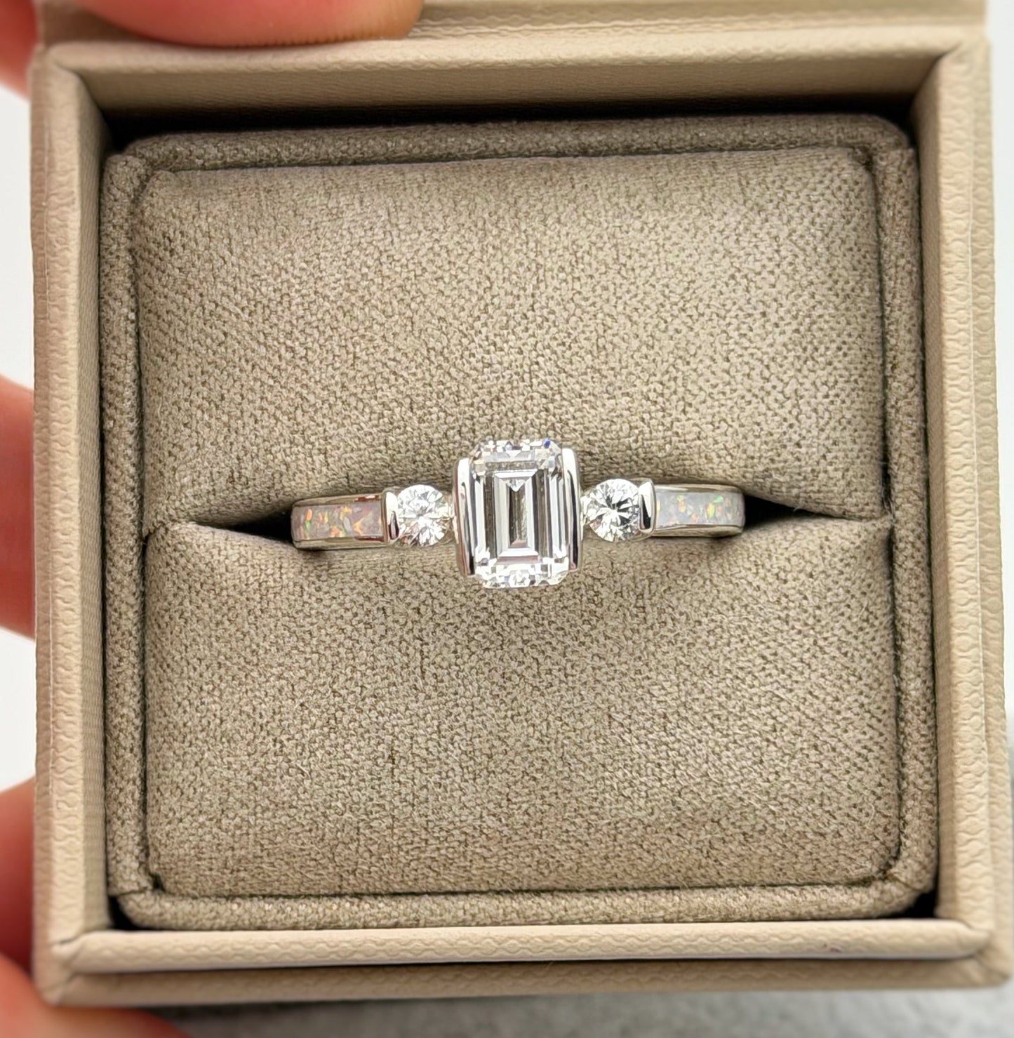 925 Silver Emerald Cut Solitaire Ring