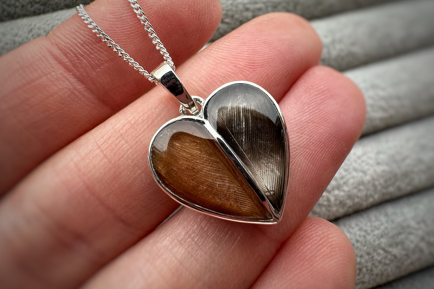 925 Silver Split Heart Pendant