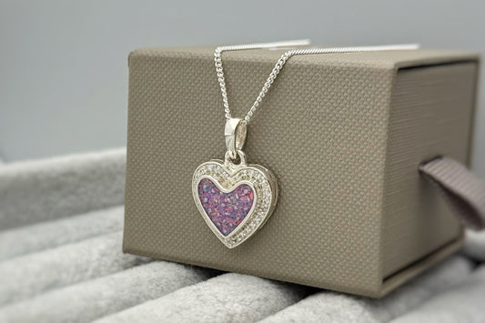 925 Silver Heart Crystal Surround Pendant