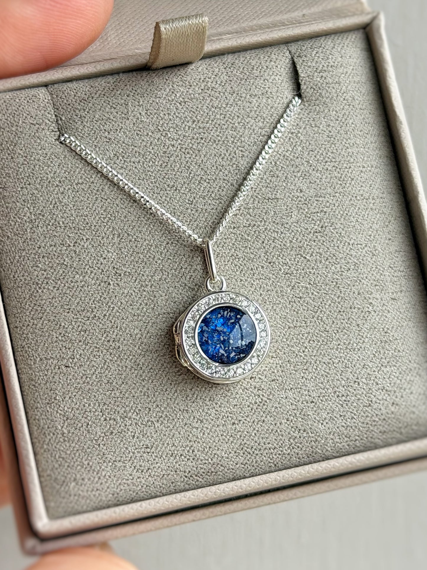 925 Silver Round Halo Locket Pendant