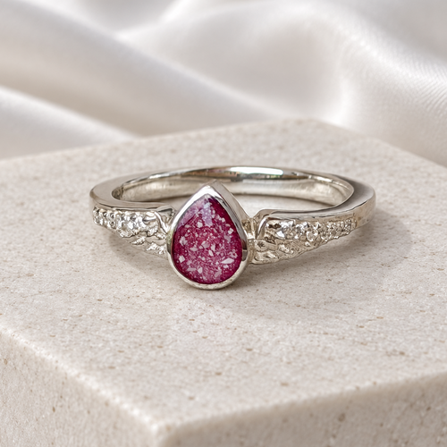 925 Silver Crystal Winged Teardrop Ring