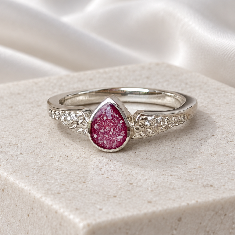925 Silver Crystal Winged Teardrop Ring