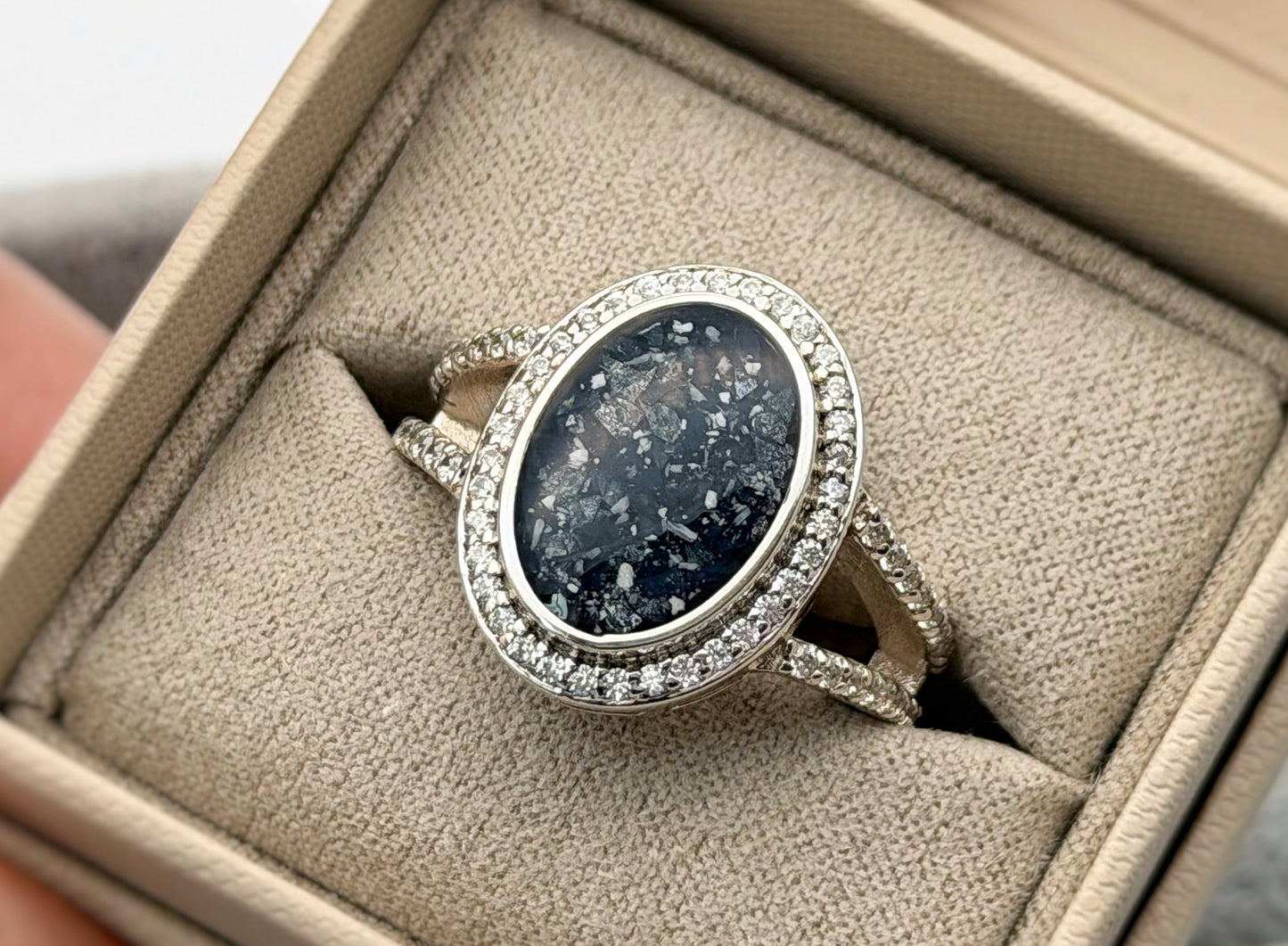 925 Silver Large Oval Crystal Statement Ring