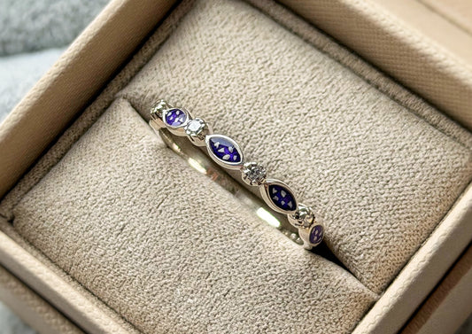 925 Silver Half Marquis Crystal Ring