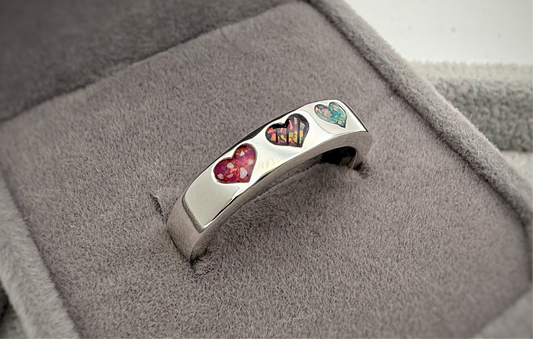 925 Silver Triple Heart Band Ring