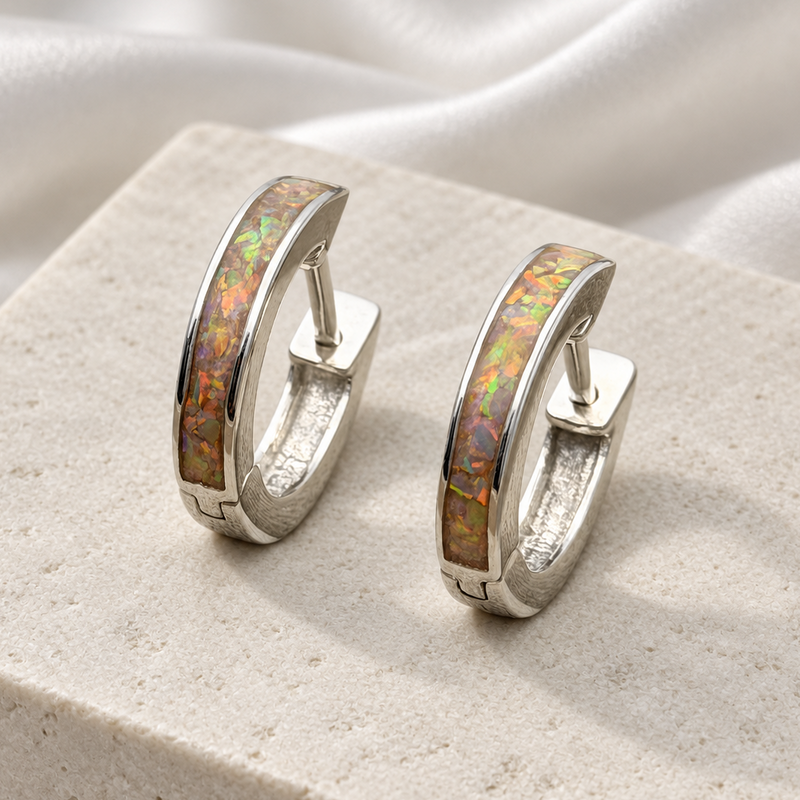 925 Silver Hoop Channel Memorial Earrings