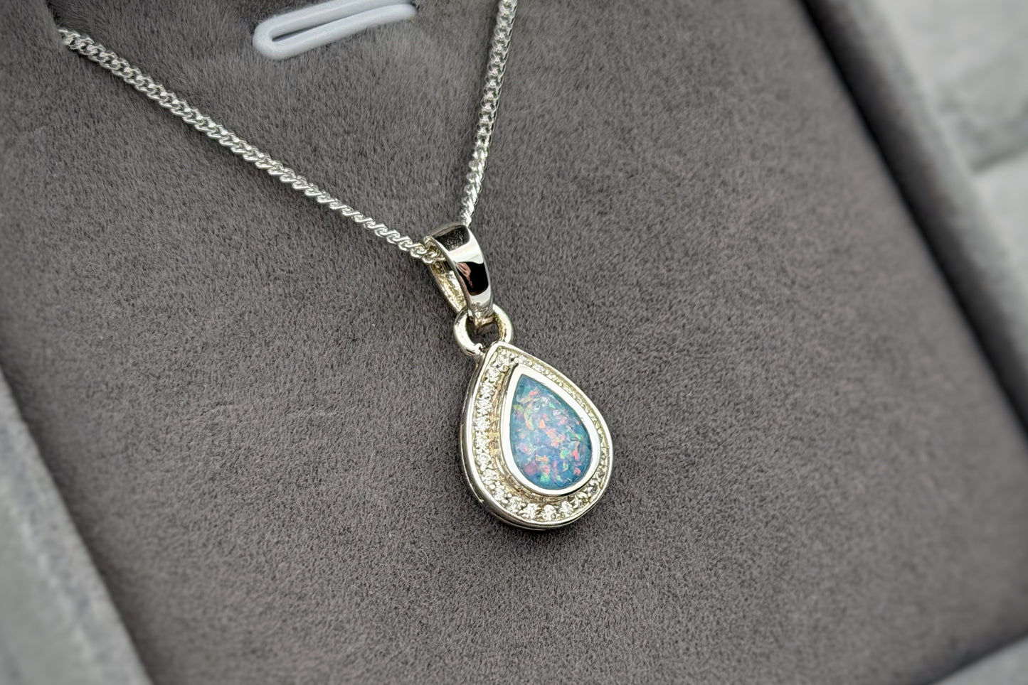 925 Silver Pear Drop Crystal Pendant