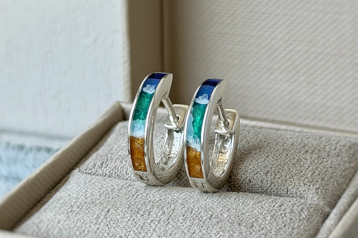 925 Silver Hoop Channel Memorial Earrings