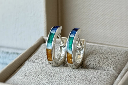 925 Silver Hoop Channel Memorial Earrings