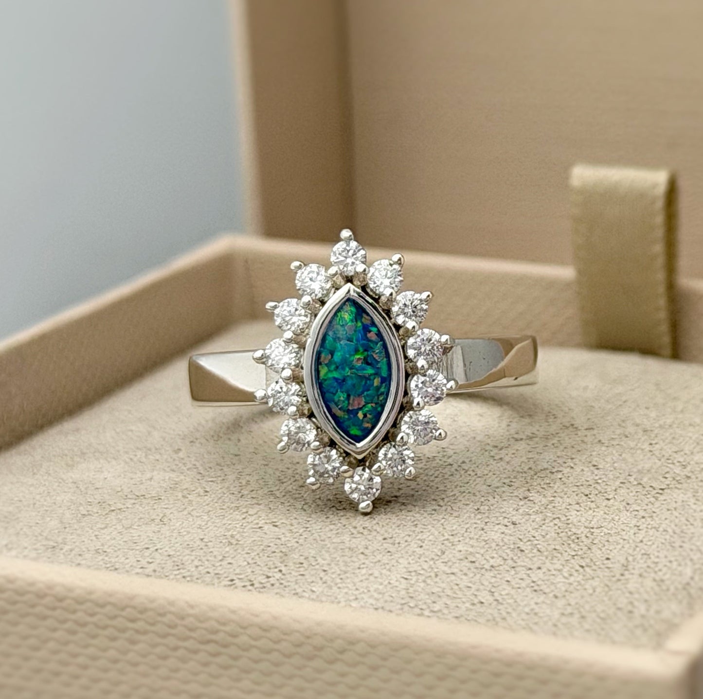 925 Silver Princess Marquise Crystal Ring