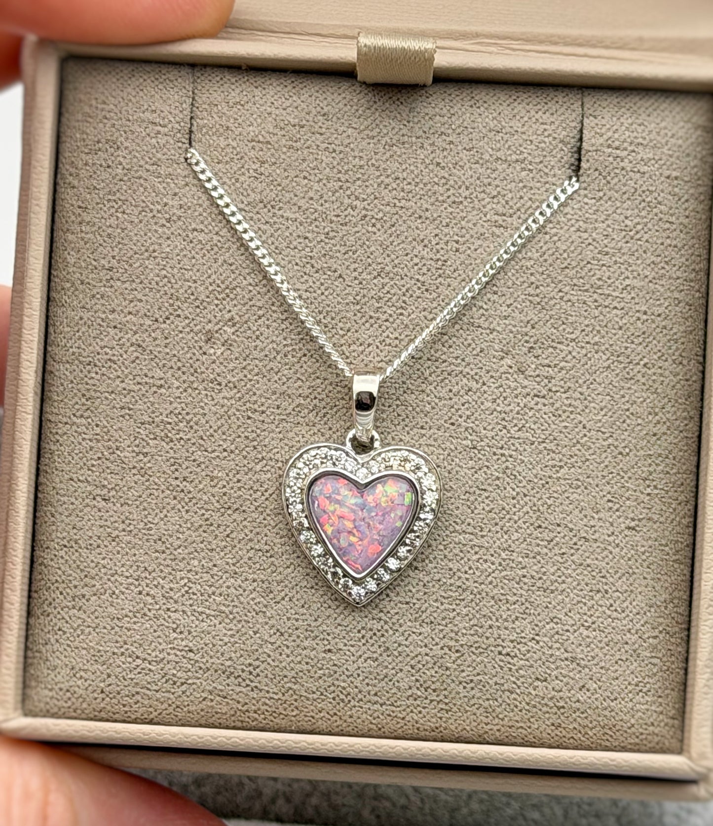 925 Silver Heart Crystal Surround Pendant